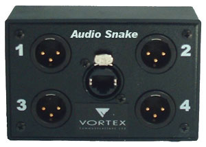 Audio Snake provides 4 analogue or digital audio channels over one CAT-x cable